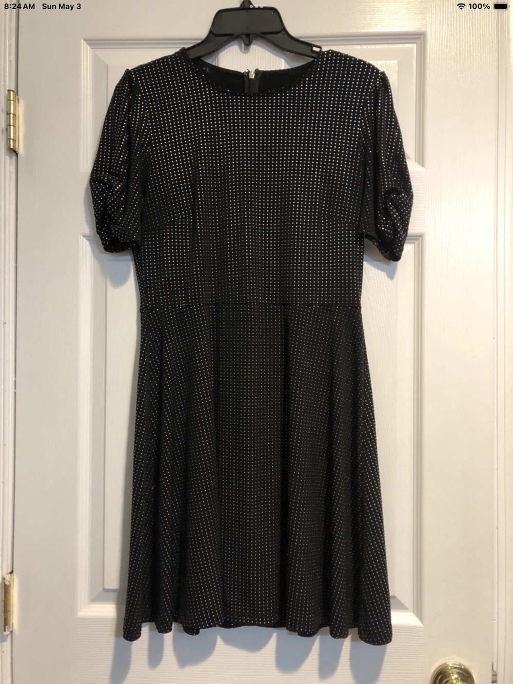 Michael Kors Black Polka-Dot Fit & Flare Midi Dress